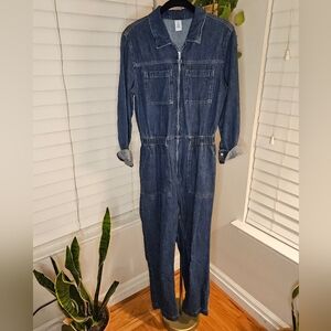 H&M &Denim Long Sleeve Utility Denim Jumpsuit – Medium Wash